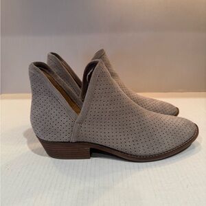 Lucky Brand Light Gray/Beige Brookline Perforated Suede Bootie